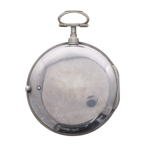 690 - George III silver verge pair cased pocket watch, London 1796, the fusee movement signed Isacc Rogers... 