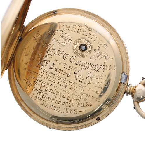 694 - Victorian 18ct fusee lever pocket watch, London 1873, the movement signed Wm Merson, , Huntly, no. 3... 