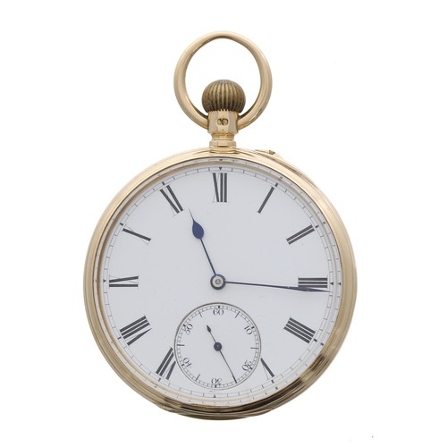 695 - Victorian 18ct lever pocket watch, London 1888, gilt frosted three quarter plate movement signed Lam... 