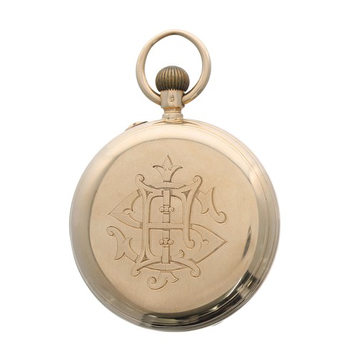 695 - Victorian 18ct lever pocket watch, London 1888, gilt frosted three quarter plate movement signed Lam... 