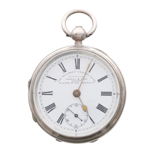 714 - Kendal & Dent 'The ''National'' English Lever' silver pocket watch, Birmingham 1900, signed move... 