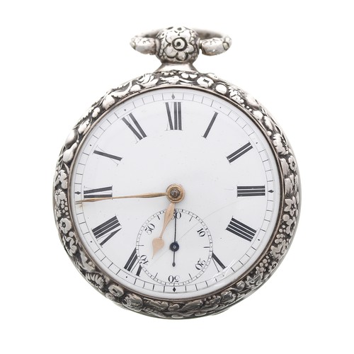 716 - English early 19th century silver fusee rack-lever pocket watch, London 1816, the movement signed Br... 