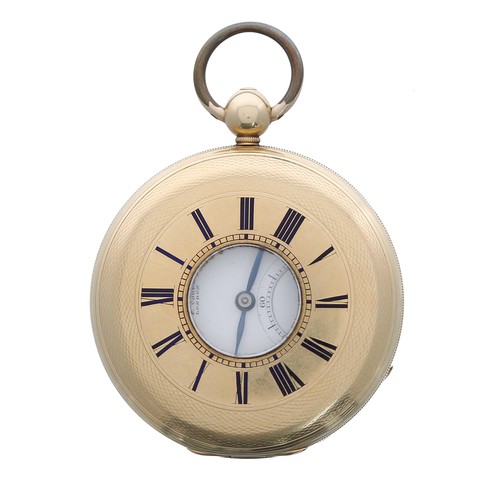 717 - Duplex 18ct half hunter pocket watch, the three-quarter plate movement signed T.F Cooper, 9 Calthorp... 