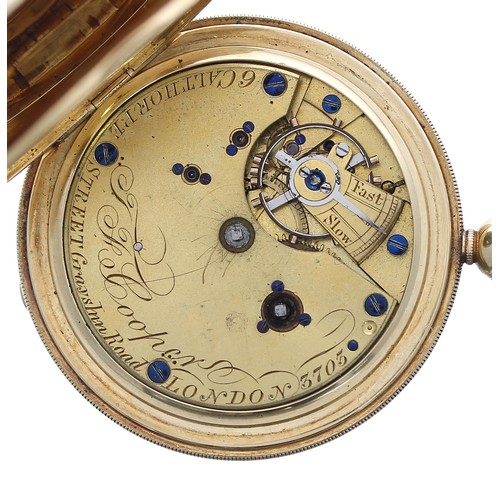 717 - Duplex 18ct half hunter pocket watch, the three-quarter plate movement signed T.F Cooper, 9 Calthorp... 