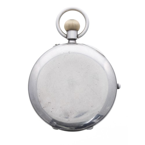 718 - Silver chronograph half-hunter lever pocket watch, London 1938, the movement and dial signed G.Honeg... 