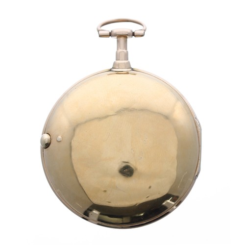 730 - Good late 18th century 18ct cylinder pair cased pocket watch, London 1791, the fusee movement signed... 