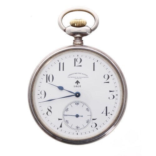 745 - Vacheron & Constantin silver 'Chronometre Royal' lever pocket watch, Chester 1940, signed gilt f... 