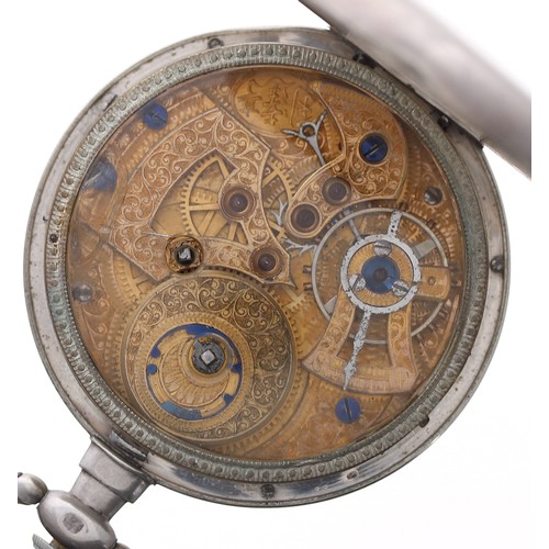 749 - 19th century white metal (.800) centre seconds pocket watch for the Chinese Market by Bovet Fleurier... 