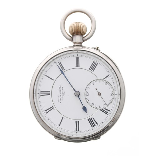 754 - George VI silver pocket watch, Chester 1942, the free sprung lever movement signed E. F. Ashley, 2 G... 