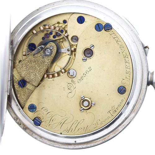 754 - George VI silver pocket watch, Chester 1942, the free sprung lever movement signed E. F. Ashley, 2 G... 