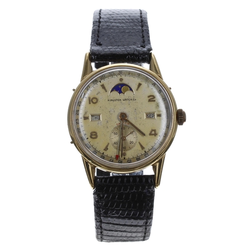 272 - Kingston Watch Co. Datofix triple calendar gold plated and stainless steel gentleman's wristwatch wi... 