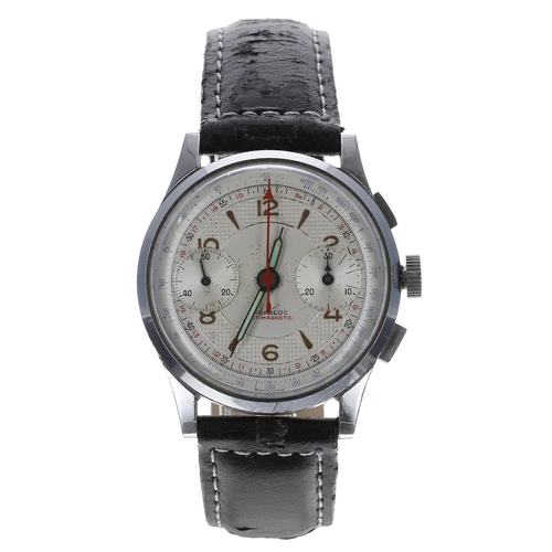 254 - Vintage stainless steel chronograph gentleman's wristwatch, case no. 3000 5332, silvered dial with A... 