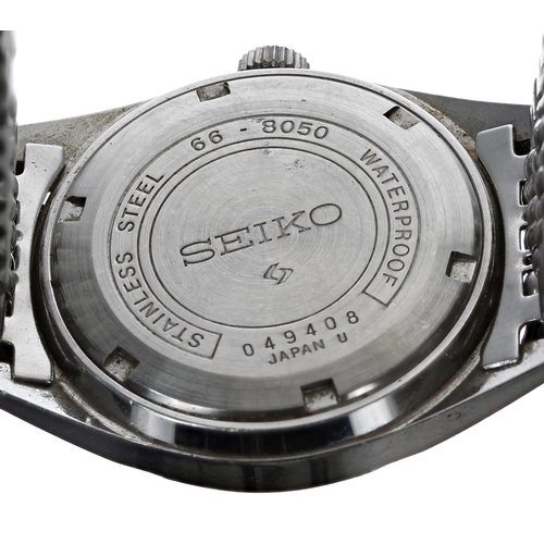 178 - Seiko stainless steel gentleman's wristwatch, reference no. 66-8050, black dial, Seiko cal. 66A 17 j... 