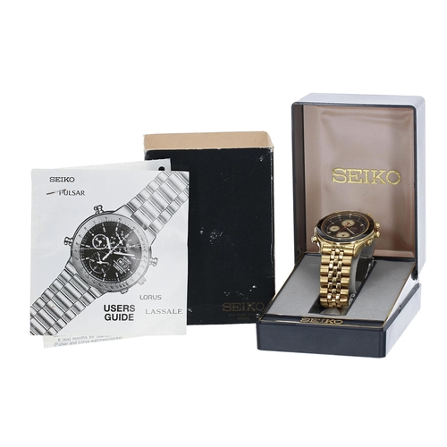 180 - Seiko Quartz Chronograph SQ100 Alarm gold plated and stainless steel gentleman's wristwatch, referen... 