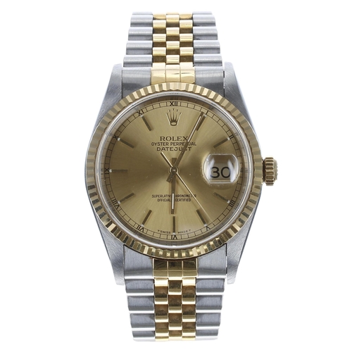 62 - Rolex Oyster Perpetual Datejust gold and stainless steel gentleman's wristwatch, reference no. 16233... 