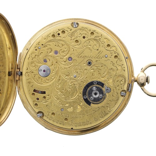 758 - Attractive early 19th century French 18ct and enamel slim cylinder dress pocket watch, the finely en... 