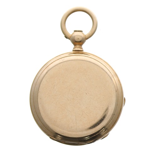 759 - Rare Swiss miniature 18ct cylinder fob watch, gilt frosted bar movement, hinged cuvette signed Mouli... 