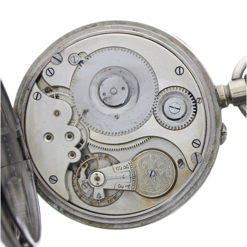 773 - Omega Goliath nickel cased lever pocket watch, bold Roman numeral dial with a subsidiary seconds dia... 