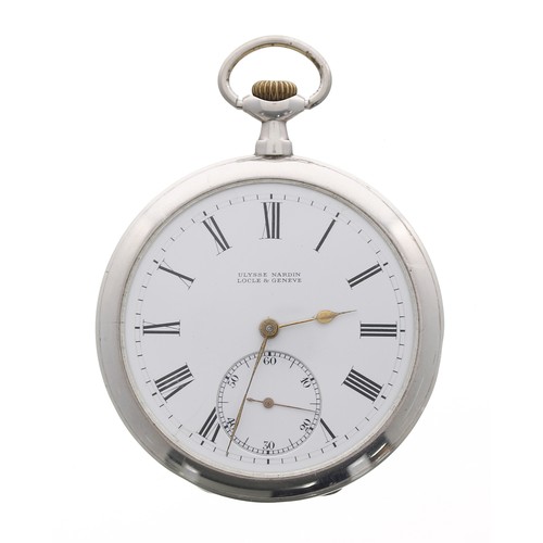 783 - Ulysse Nardin silver (0.900) lever dress pocket watch, the gilt frosted movement signed Ulysse Nardi... 