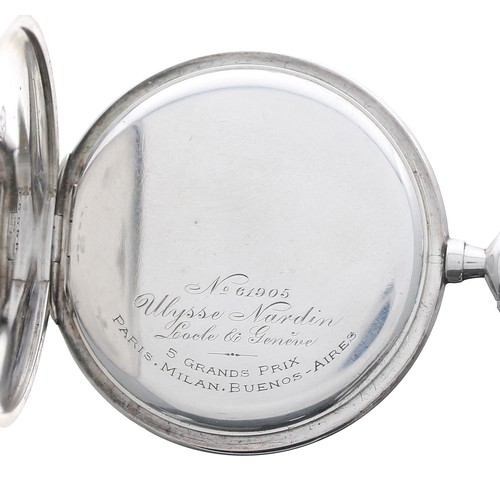 783 - Ulysse Nardin silver (0.900) lever dress pocket watch, the gilt frosted movement signed Ulysse Nardi... 