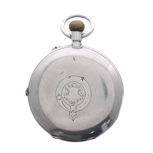 789 - Victorian silver centre seconds chronograph lever hunter pocket watch, Birmingham 1887, the three qu... 