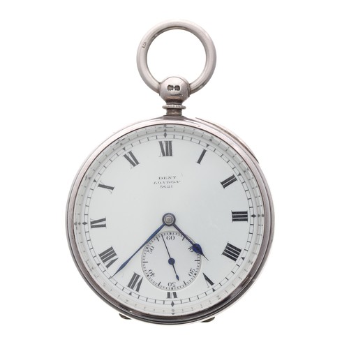 800 - Fine Dent silver pocket chronometer, the fusee movement signed Dent, London, no. 5621, with spring d... 