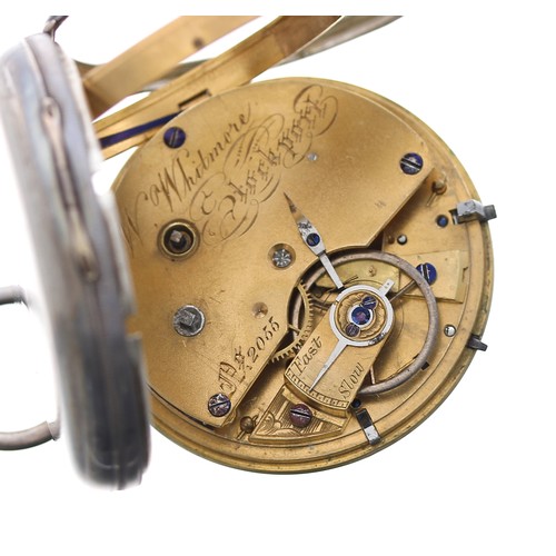 824 - Victorian silver centre seconds lever pocket watch, London 1847, the fusee movement signed W. Whitmo... 