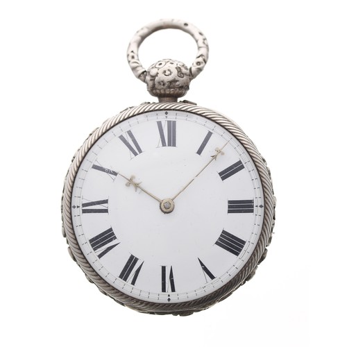 828 - Good George III silver rack lever pocket watch, Chester 1818, the fusee movement signed Thos Brown, ... 