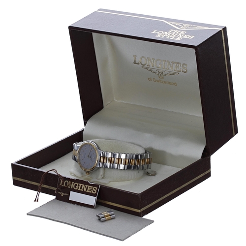 105 - Longines Conquest Quartz bi-colour stainless steel lady's wristwatch, reference no. 4975, case no. 2... 