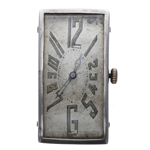 288 - Art Deco silver rectangular curved gentleman's wristwatch, London 1917, case no. 514xxx, the rectang... 