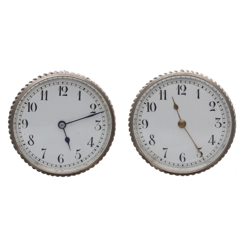 966 - Two white metal manual wind timepieces, one for repair, 32mm