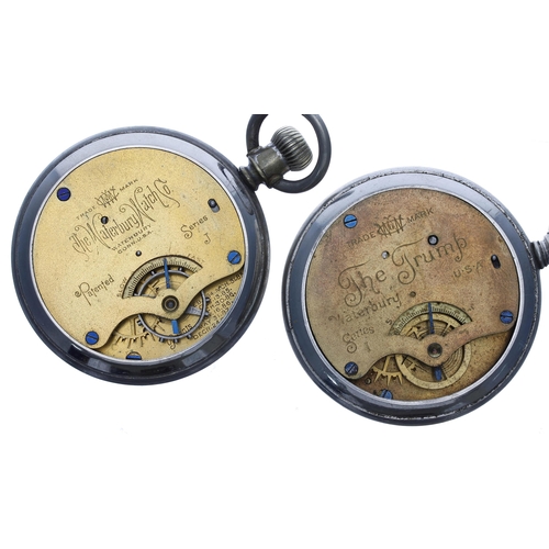 967 - Waterbury Series J nickel cased duplex pocket watch for repair, 53mm; with box; together with a Wate... 