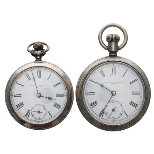 971 - Waterbury 'The Trump' Series I nickel cased duplex engine turned and engraved pocket watch for repai... 