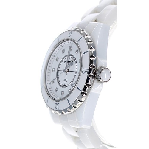 167 - Chanel J12 white ceramic lady's wristwatch, reference no. H1628, serial no. Z.G.N.18xxx, circa 2017,... 