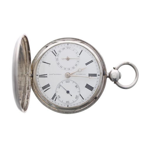 830 - George IV silver calendar fusee lever hunter pocket watch, Chester 1829, gilt frosted half plate mov... 