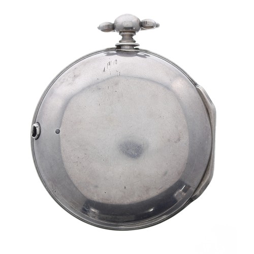 842 - English 18th century silver pair cased verge pocket watch, London 1771, the fusee movement signed D.... 