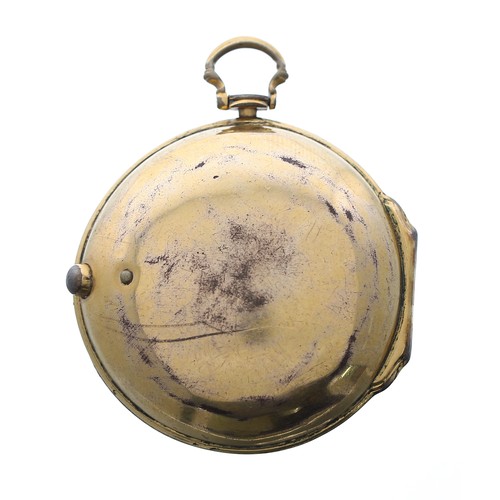 844 - English 18th century gilt-metal verge pair cased pocket watch, the fusee movement signed N. Sergeant... 