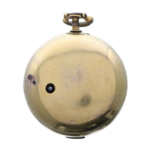 844 - English 18th century gilt-metal verge pair cased pocket watch, the fusee movement signed N. Sergeant... 