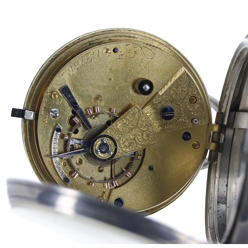 848 - Victorian silver fusee lever pocket watch, London 1884, unsigned movement, no. 62156, with engraved ... 