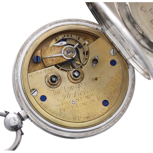 855 - J.W. Benson 'The Ludgate Watch' silver lever pocket watch, London 1896, signed movement, no. 74776, ... 