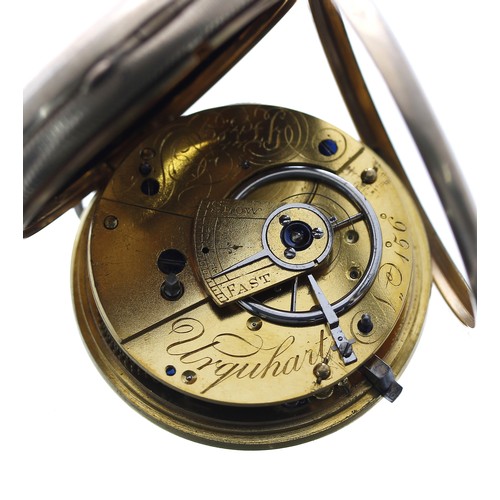 1000 - 19th century silver-gilt fusee lever pocket watch, London 1823, the movement with a bell shaped bala... 