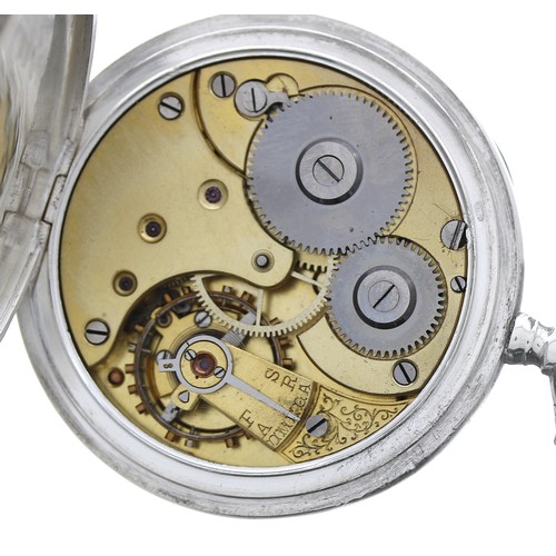 982 - Omega silver (0.800) lever pocket watch, signed movement, signed and inscribed hinged cuvette, signe... 