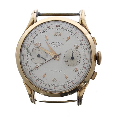 479 - Chronographe Suisse 18ct gentleman's wristwatch, case no. 6270xx, silvered dial with gilt Arabic num... 