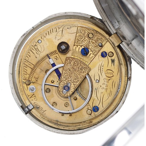 857 - Victorian silver fusee lever hunter pocket watch, London 1872, the movement signed James Blackhurst,... 