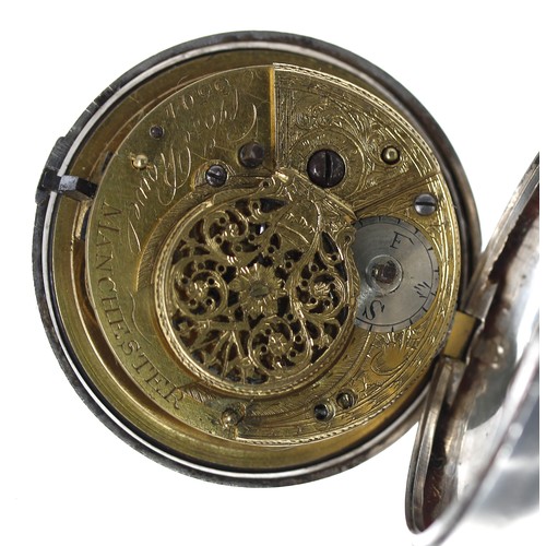 858 - George III silver pair cased verge pocket watch, London 1804, the fusee movement signed Geo'e Rowe, ... 