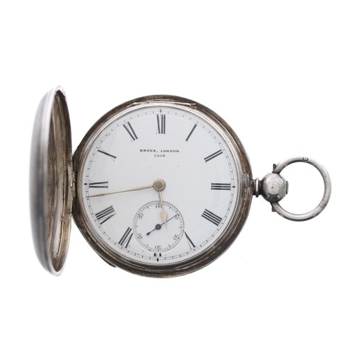 990 - Victorian silver fusee lever hunter pocket watch, London 1859, signed Brock, George Street, Portman ... 