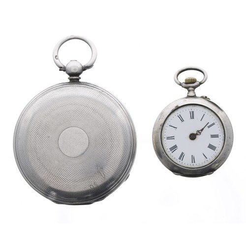 987 - Dent silver fusee lever hunter pocket watch for repair, London 1864, no. 30297, 46mm; also a white m... 