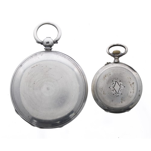 987 - Dent silver fusee lever hunter pocket watch for repair, London 1864, no. 30297, 46mm; also a white m... 