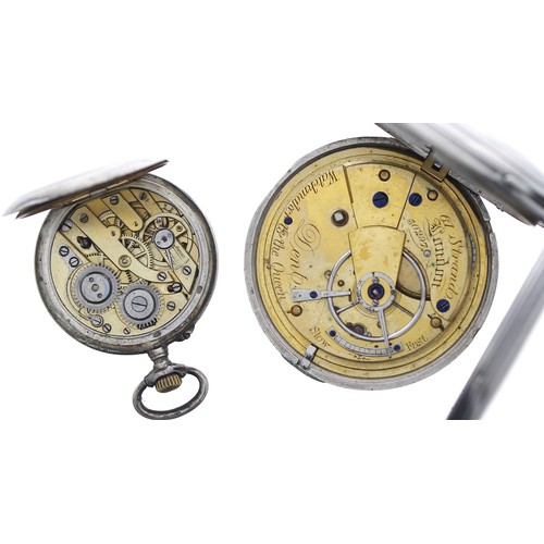 987 - Dent silver fusee lever hunter pocket watch for repair, London 1864, no. 30297, 46mm; also a white m... 