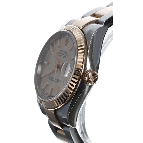 70 - Rolex Oyster Perpetual Datejust 31 rose gold and stainless steel lady's wristwatch, reference no. 17... 